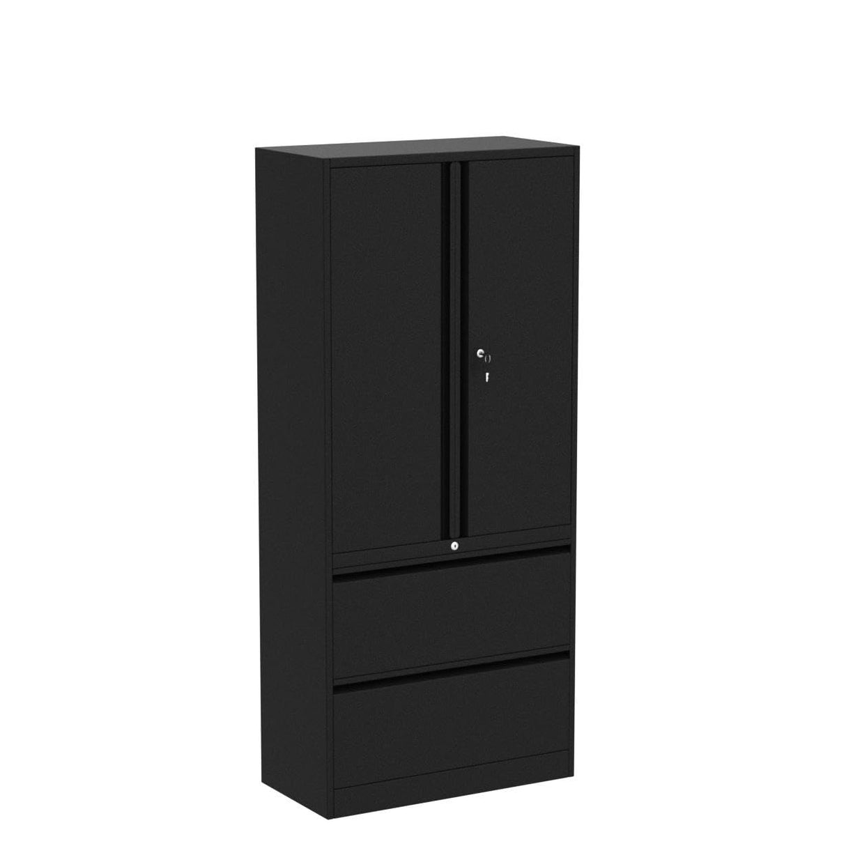 STANI 2 Drawer Lateral File Cabinet - Metal Storage Cabinet with Locking Drawers for Letter/A4 Size Files (Black) STANI