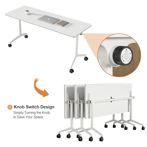Okeysen Conference Room Table 1 Pack, Modern Folding Training Tables with Flip Top, Mobile Table with Four Locking Wheels, Executive Desk for Meeting Room, Office, Classroom 59.06”x23.62”x29.53” Okeysen