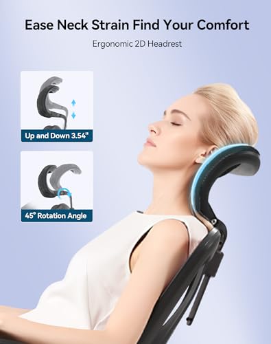 SIHOO M57 Ergonomic Mesh Office Chair, High Back Home Desk Chair with 3D Armrests, Lumbar Support and Adjustable Headrest, Comfortable Computer Chair, Big & Tall Office Chair Hold 330 LBS-Black SIHOO