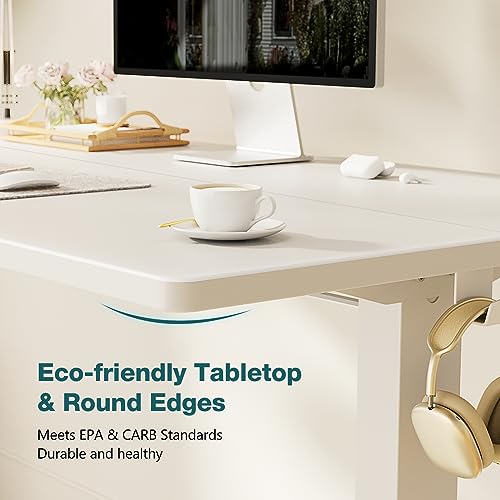 Simple Deluxe Electric Standing Desk, Adjustable Height Stand up Desk, 24x63 Inches Sit Stand up Desk with Cable Management, Memory Computer Home Office Desk, White Simple Deluxe
