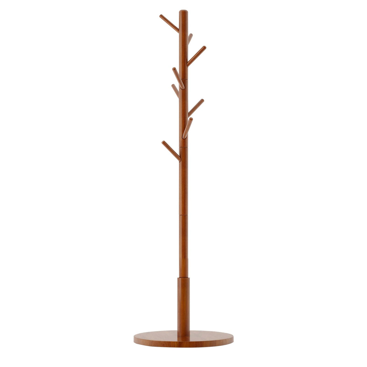 Aibiju Wood Coat Rack Freestanding, Coat Stand with 8 Hooks, Kids Coat Tree with 3 height options and Sturdy Base, Rustic Coat Rack Small Hall Tree Brown YD-1008 Aibiju