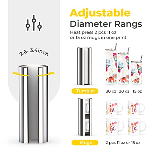 Tumbler Heat Press 20 and 30 OZ, Findcolor Tumbler Press fits 16oz 20oz 30oz Skinny Sublimation Tumblers, Mug Press for 11 OZ 15 OZ Mugs Heat Transfer Print with Free Gloves EnjoyColor