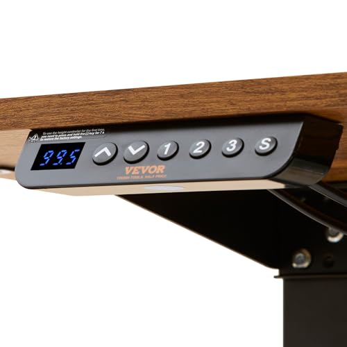 VEVOR Standing Desk with Shelves 47.2 x 23.6 Inch Height Adjustable Desk Dual Monitor Riser Workstation Adjustable Desk 3-Key Modes Sturdy Dual Metal Frame 180LBS Capacity for Home Office VEVOR