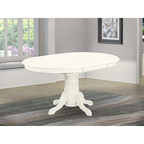 East West Furniture AVT-LWH-TP Avon Dining Room Table - an Oval kitchen Table Top with Butterfly Leaf & Pedestal Base, 42x60 Inch, Linen White East West Furniture