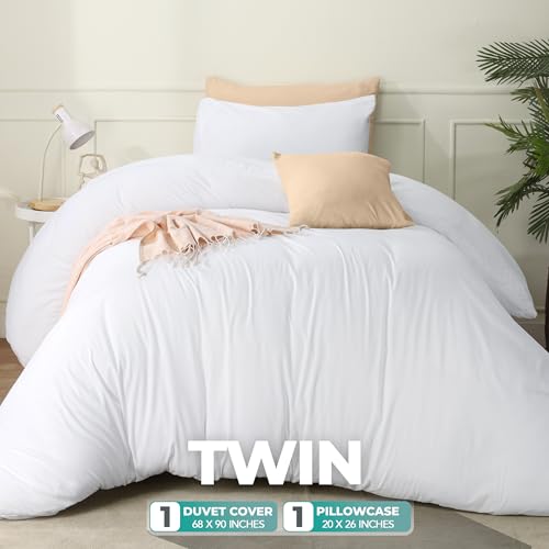 Utopia Bedding Duvet Cover Set with Pillowcases- 2 Pieces Bedding Duvet Cover with Zipper Closure - 1 Duvet Cover with 1 Pillow Sham - Soft Brushed Microfiber (Twin/Twin XL, White) Utopia Bedding
