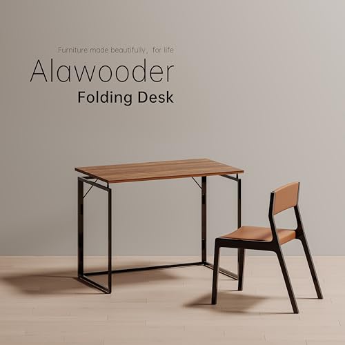 alawooder Folding Desk 30 Inch - Small Foldable Desk for Small Space Minimalist, Space Saving Collapsible Compact Desk Portable Table for Craft, Writing, Study and Work (No Assembly Required) alawooder