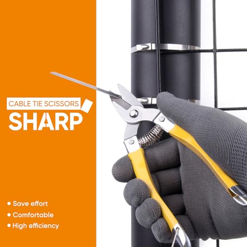 Sinlon Heavy Duty Metal Zip Ties (With Tie Cutter) Uv Resistant Stainless Steel Zip Ties, 11.8 Inch 50 Pieces, Self-Locking Zip Ties, Suitable For Fixing Fences, Pipes, Etc. Outdoor. Sinlon