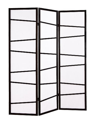 Roundhill Furniture 3-Panel Screen Room Divider, Black Roundhill Furniture