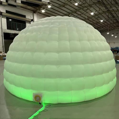 Striking Inflatable Igloo Dome Tent with Led Strips & Big Opening Outdoor Portable Nightclub Disco Igloo Party Wedding House White Oxford Air Marquee for Events (16.4Ft 5m D) YBZCHLM
