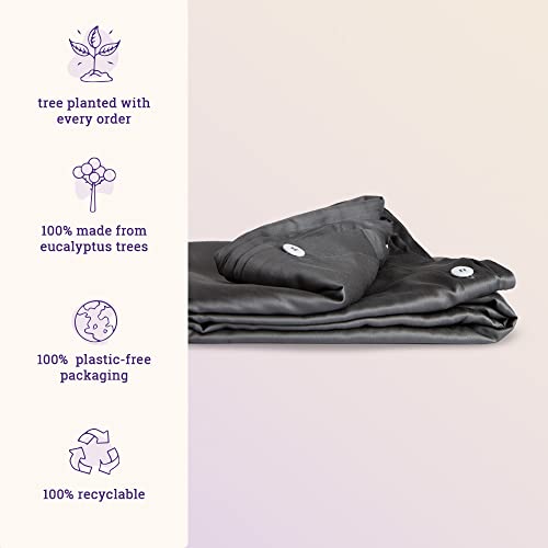 Sheets & Giggles 100% Eucalyptus Lyocell Duvet Cover - All-Season Soft, Cool & Cozy with Easy-to-Fasten Ties & Buttons - Down Alternative & Zero Static- Queen Grey Sheets & Giggles