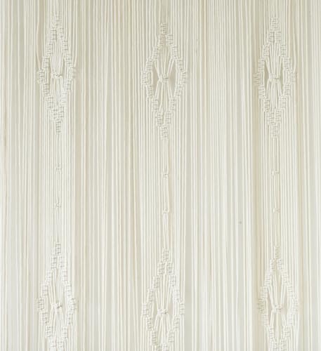 Macrame Curtain Long Cotton Window Panel Boho Curtains for Bedroom Wedding Backdrop Room Divider Doorway Closet Apartment 35''W x 70''L IOWER