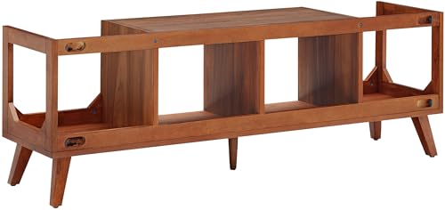 Crosley Furniture Asheville Mid-Century Modern Media Console Record Player Stand, Storage for Vinyl Records, Walnut Crosley Furniture