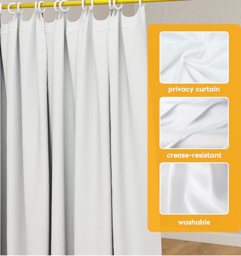 Suuiwau U-Shape Privacy Partition Curtains, Wall-Mounted Room Divider with Metal Support, 6.56ft Medical Curtain for Bedroom, Beauty Salon, Fitting Room, DIY Setup Suuiwau