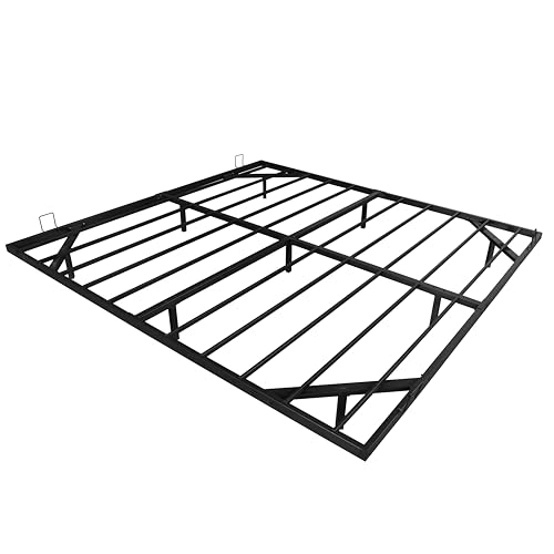 Mdhitsox Floating Bed Frame King, LED Bed Frame with Lights, Metal Platform Beds with Storage Bag, Heavy Duty Camas, No Box Spring Needed, Easy Assemble, Noise-Free, Black (King-2) Mdhitsox
