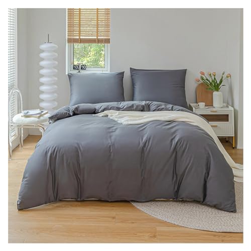 TXGJWRA 3Pcs Cotton Duvet Cover Set, Double Single King Queen Cotton Bedding Quilt Cover Set,Summer Duvet Cover Sets,Gr?-200x200cm (3Pcs Set) TXGJWRA