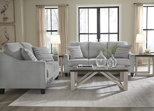 Signature Design by Ashley Adlai Casual 2-in-1 Queen Sofa Sleeper with Folding Memory Foam Mattress and 2 Toss Pillows, Light Gray Signature Design by Ashley