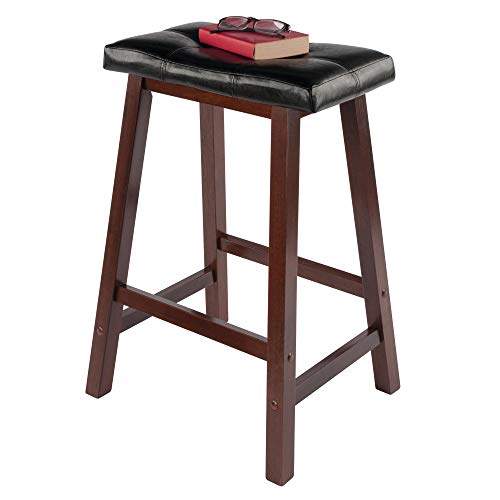 Winsome Mona Stool, 24", Antique Walnut Winsome