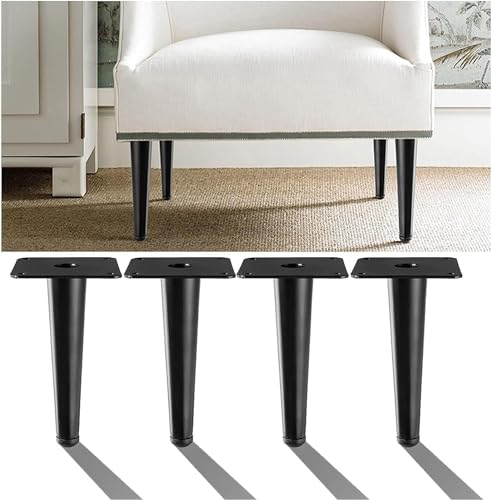 Furniture Legs Set of 4 Black Furniture Legs Straight Tapered Metal Sofa Legs, Replacement Heavy Duty Support Feet, for Sofa Couch Table Chair Cabinet Armchair TV Stand (70cm/27.56 (Black 72cm/28.35i WoodArtSupply