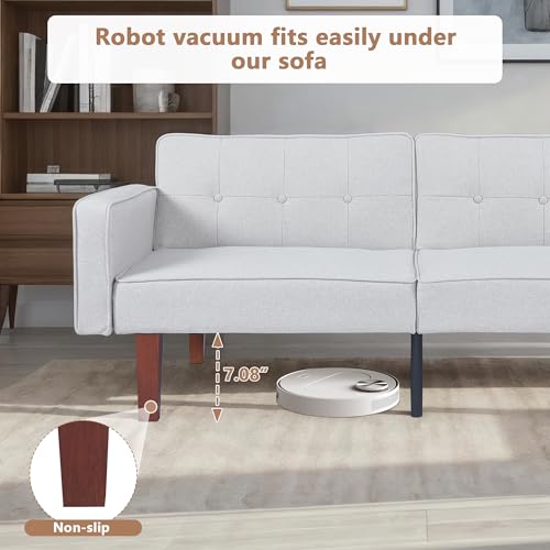 White Modern Guest Chair Sofa Recliner, Adjustable Cotton Fabric Futon Reclining Couch, Sofa Bed, Easy Assembly, Mid-Century Style Conference Seating for Office, Waiting Room, 68"L x 22.4"W x 28.7"H Generic