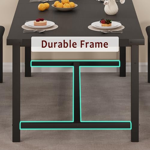 Garvee 63 in Extendable Dining Table Set for 4-6 People, 3-Piece Kitchen Table Set with 2 Upholstered Benches, Farmhouse Dining Room Table Set for Kitchen, Living Room, Apartment, Black Garvee