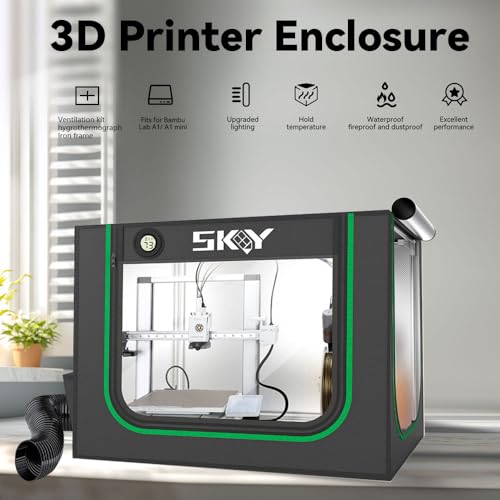 Update 3D Printer Enclosure with LED Light, Smoke Exhaust Kit, Thermo-Hygrometer,Fireproof Dustproof Tent Constant Temperature Protective Cover for Bambu Lab A1,A1 Mini,840 * 580 * 580mm Cregrant3D
