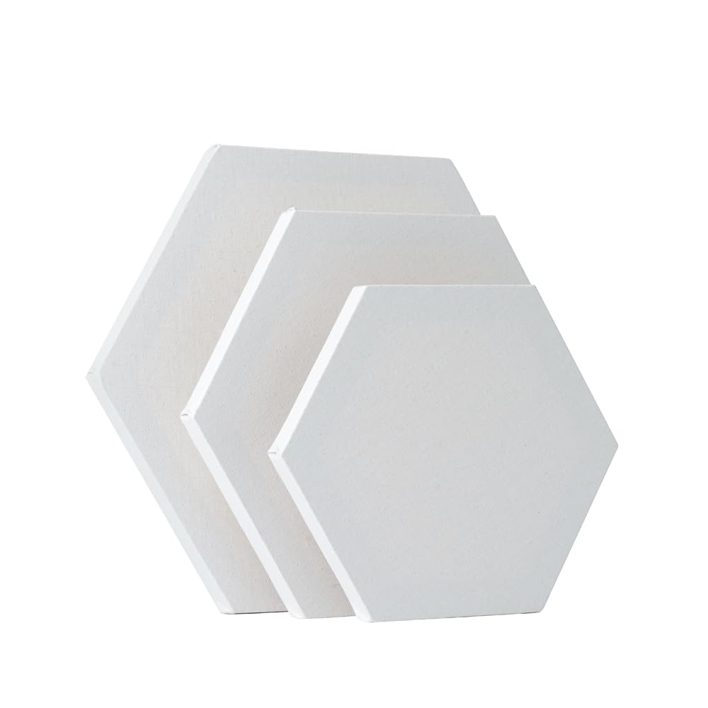 TRANSON 3 Sizes Hexagon Shaped Stretched Canvas Primed Ready for Painting TRANSON