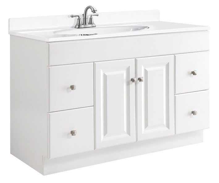 Design House Wyndham 48 Inch Bathroom Vanity, Ready to Assemble, Solid Wood, White, 597278 Design House
