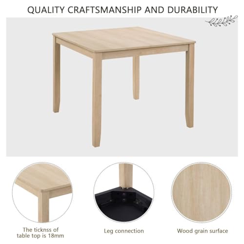 JIJIWANG Modern 4 Person Dining Table Set with 4 Chairs, Dining Table Set for 4 People, 5-Piece Wooden Dining Table Sets for Living Room, Kitchen and Dining Room, Liaght Oak + Beige JIJIWANG