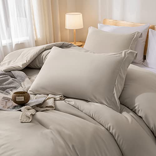 weigelia King Size Comforter Set 7 Pieces Oatmeal Comforter Set King Bed in a Bag Soft Fluffy Bedding Comforter with Sheets, Pillow Shams and Pillowcases for All Season weigelia