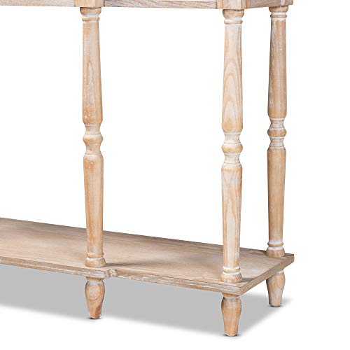 Baxton Studio Hallan Classic and Traditional French Provincial Rustic Whitewashed Oak Brown Finished Wood 3-Drawer Console Table Baxton Studio
