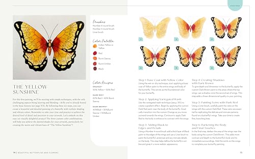 Beautiful Butterflies and Flowers: 20 Step-by-Step No-Sketch Projects on Watercolor Paper (Watercolor This Book) WoodArtSupply