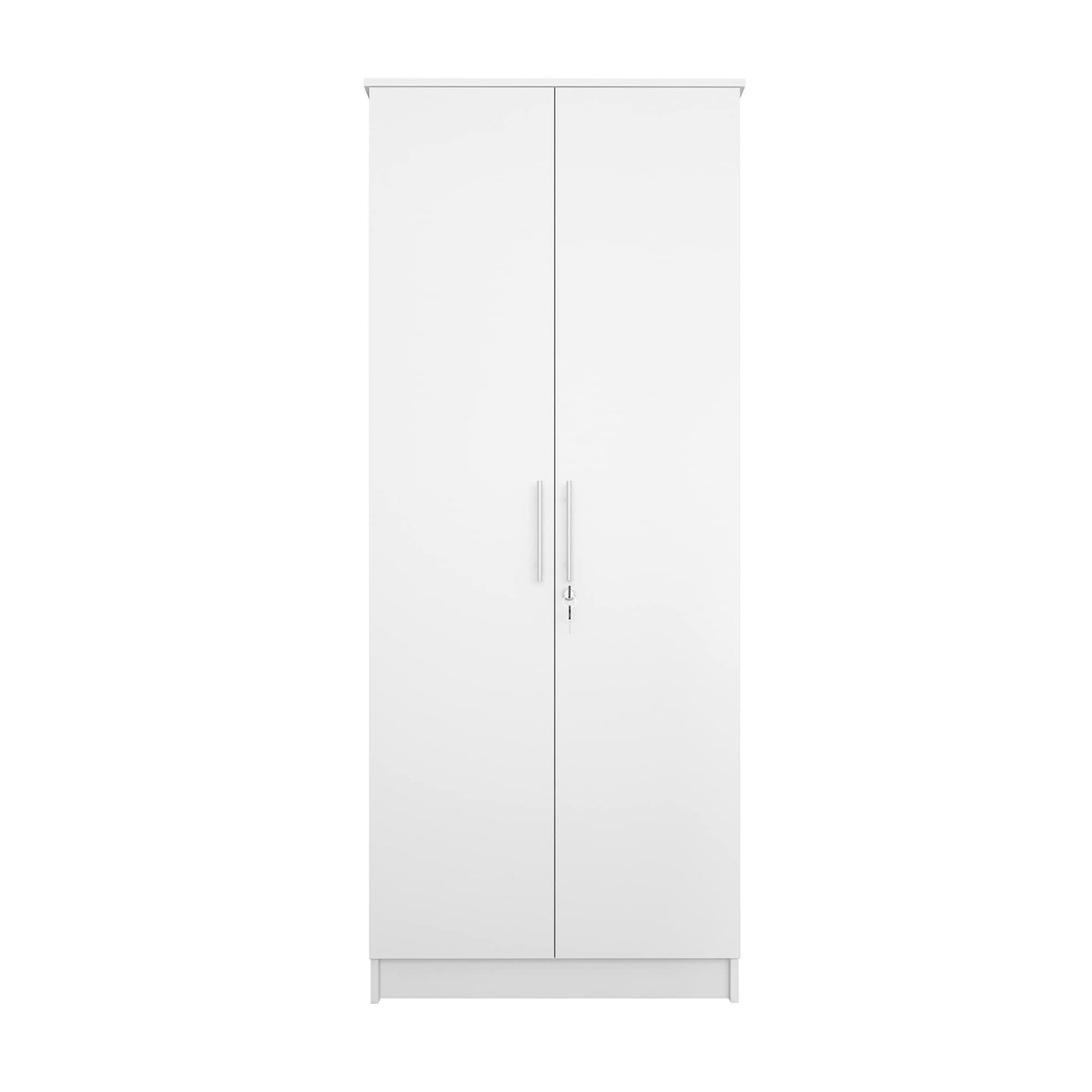 Homy Casa Inc 2-Door Wardrobe Armoires with Hanging Rod/Shelves/Lock, Bedroom Freestanding Clothes Closet Big Storage Cabinet, 29.6'' W x 17.7''D x 72'' H, White Homy Casa Inc