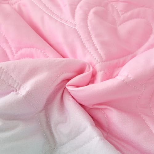 Xruibed Pink Quilt Set Twin Size Ombre Blue Pink Mint Quilt Sets Kids Girls Bedding Set 2PCs Summer Reversible Lightweight Microfiber Bedspread Coverlet Sets for All Season (68''x86'') Xruibed