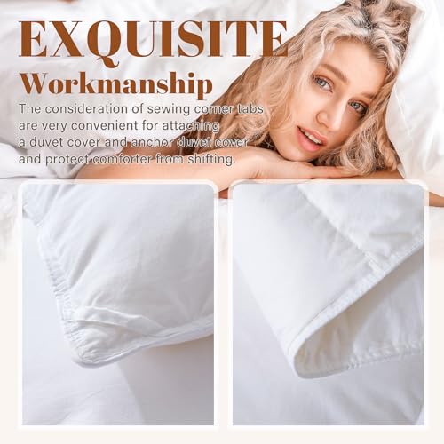 Cosybay Full Size Feather Down Fiber Comforter - Ultra Soft 100% Cotton Duvet Insert, All Season Hotel Luxury Bedding with Corner Tabs, 82"x86" White Cosybay