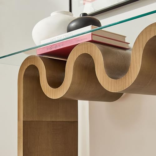 Modway Ondine Glass Console Table in Natural Modway