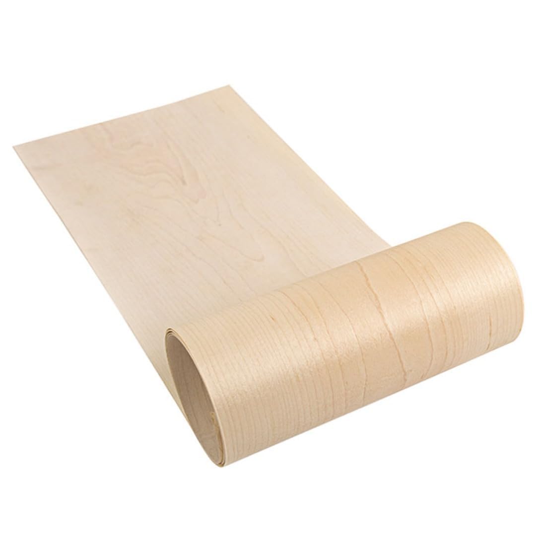 Natural Hard Maple Veneer Wood Sheets - Ideal for DIY Speaker Renovation and Furniture Restoration - Unfinished Wooden Sticker - Handmade Style - 8 x 110 Inch Camland