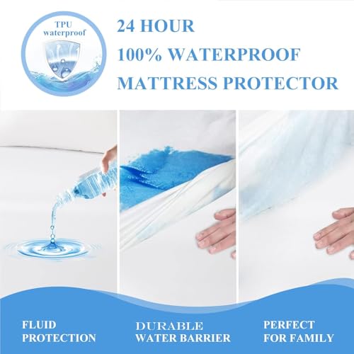 2 Pack Softhour Full Size Waterproof Mattress Protector, Stretch to 21'' Deep Pocket, Soft Breathable, Ideal for Home & Commercial Use Softhour