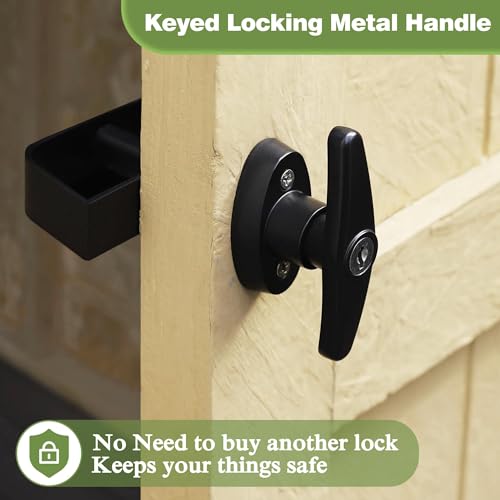 MUPATER 12 ft x 9 ft Outdoor Wood Shed with Metal Roof, Lean-to Storage shed Garden Furniture Tools with Lockable Door and Vents for Garden, Patio MUPATER