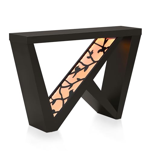HOMES: Inside + Out Naomi Modern Decorative Accent LED Console Table with W-Shaped Legs and Remote, Wood Entryway Furniture for Living Room, Hallway, Entrance, Small Spaces, Black HOMES: INSIDE + OUT