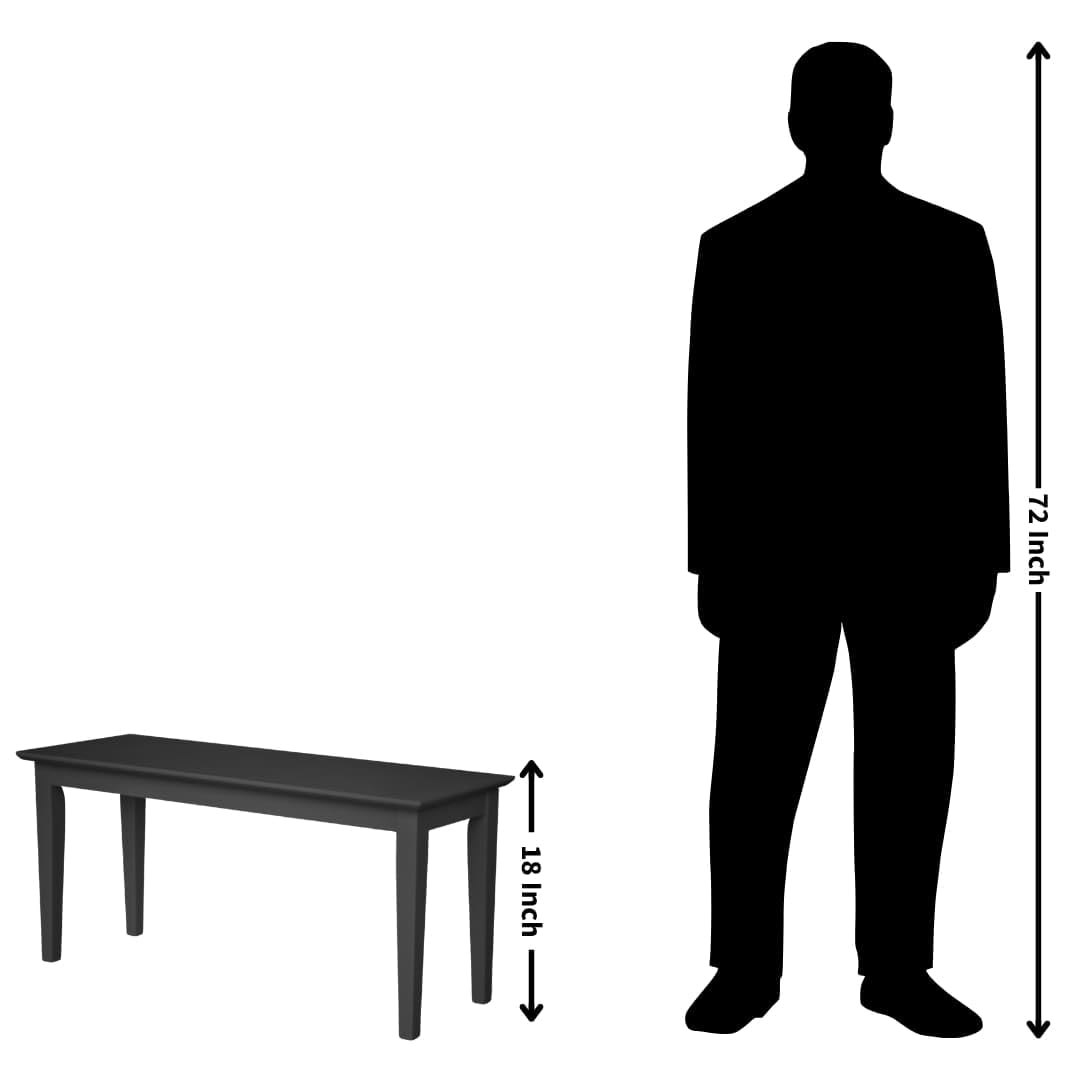 Shaker Style Solid Parawood Kitchen/Dining Bench, 39"W x 14"D x 18"H, Sturdy Seating for Entryway, Living Room, Family Room, or Breakfast Nook, Easy Assembly, Unfinished, Ready to Stain or Paint IC INTERNATIONAL CONCEPTS