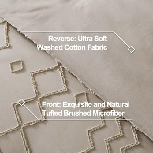 Andency Comforter King Size Set Khaki, 3 Pieces Boho Tufted Fall Bedding Comforters & Sets for King Bed, Soft Fluffy Tan Bed Set (104x90In Comforter & 2 Pillowcases) Andency