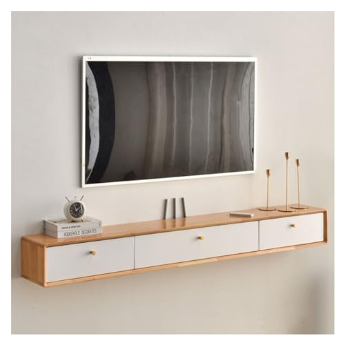 Entertainment Center for TVs Floating TV Stand Wood, 78.7" Floating Entertainment Center for Up to 80 Inch TVS, TV Cabinet Media Console Wood Storage Hutch Under TV for Living Room Farmhouse TV Consol XJLRRTEE-888