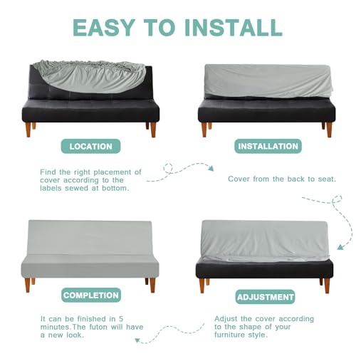 Luv4babe Waterproof Futon Cover for Armless Sofa Bed, Leakproof and Scratch-Resistant Futon Mattress and Couch Cover Protector for Kids, Cats and Dogs, Gray Luv4babe