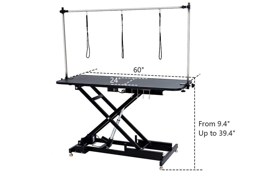 GarveeLife 48" Hydraulic Dog Grooming Table for Pet, Heavy Duty Structural Hydraulic Max Load 350Lbs Professional Pet Grooming Table with Adjustable Overhead Arm & Noose Height Range 9.4''-39.4'' GarveeLife