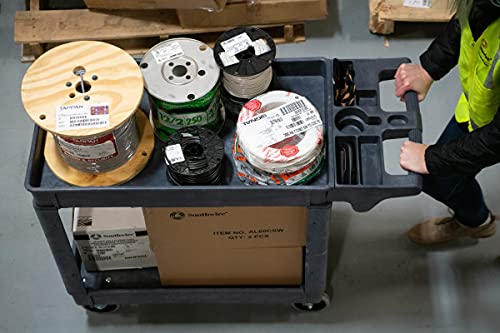 Southwire 65240340 Small 2 Shelf Utility/Service Cart; Lipped Shelves; 500 Lbs Capacity for Warehouse/Garage/Cleaning/Manufacturing Southwire