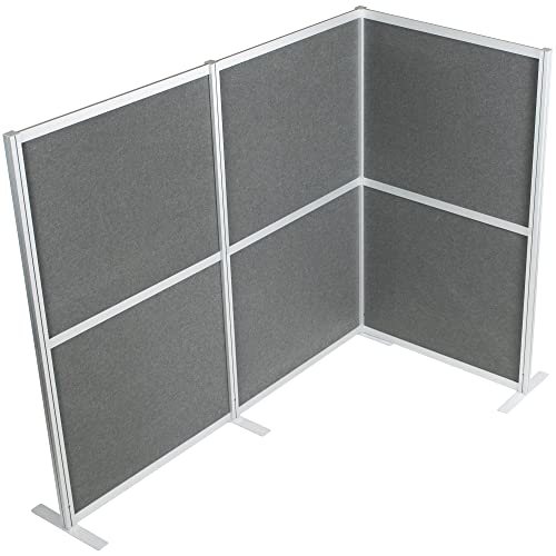 VIVO L-Shape Modular Corner Wall System, 3 Panels, Modern Professional Office Cubicle Dividers, Freestanding Privacy Screen, 66 inches High, Dark Gray, PP-MWS63D-L VIVO