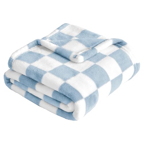 Yurhap Checkered Baby Blanket Fleece Baby Blankets for Boys, Ultra Soft Cozy Fluffy Infant Toddler Newborn Receiving Blankets for Crib Stroller, 30''x40'', Blue Yurhap