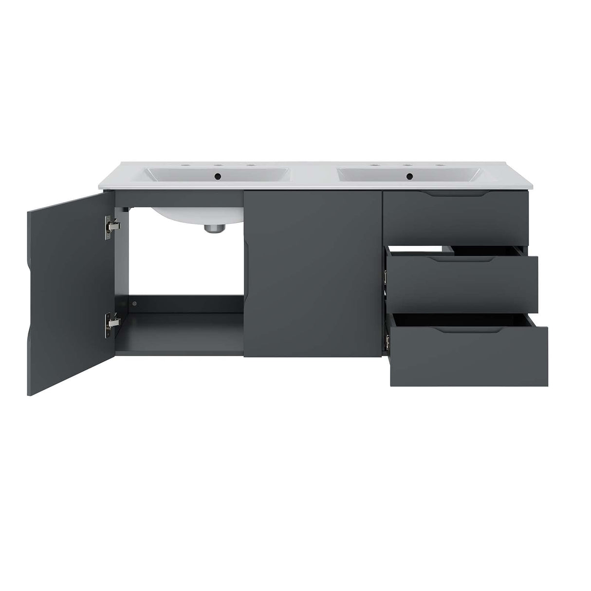 Modway Vitality 48" Double Sink Bathroom Vanity, Gray White Modway