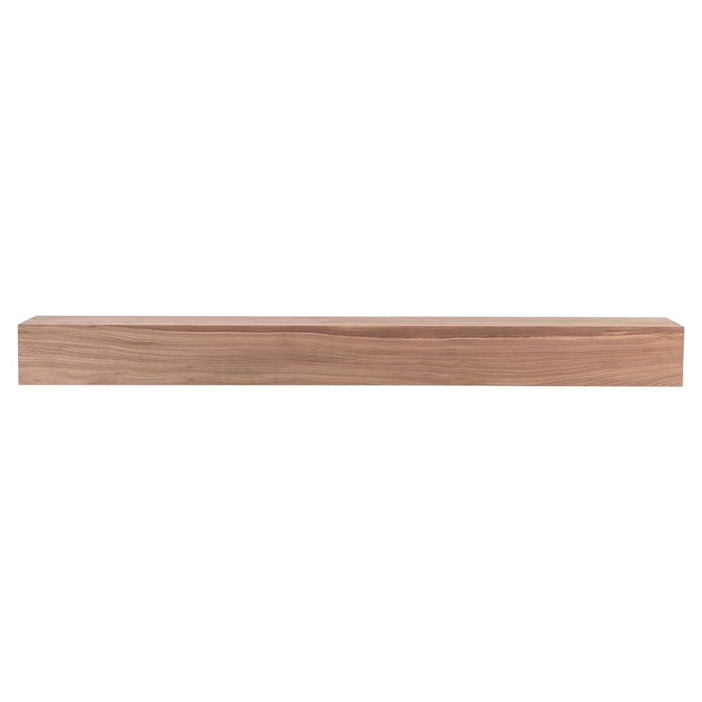 Modern Ember Walnut Creek 60 Inch Fireplace Mantel Shelf, Unfinished - Durable 9" Depth, Wall-Mounted Shelf with Smooth Finish and Close-Grain Details, Real Walnut Wood Modern Ember