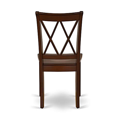 East West Furniture Antique 3 Piece Room Set Contains a Round Wooden Table with Pedestal and 2 Kitchen Dining Chairs, 36x36 Inch, AMCL3-MAH-W East West Furniture